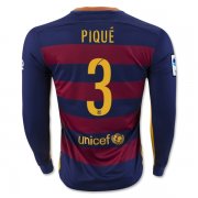 Barcelona LS Home Soccer Jersey 2015-16 PIQUE #3