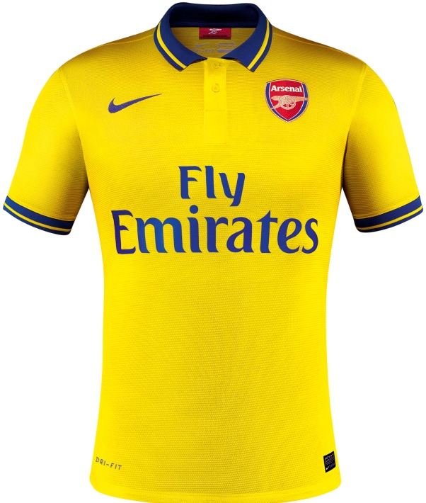 arsenal yellow and blue away kit